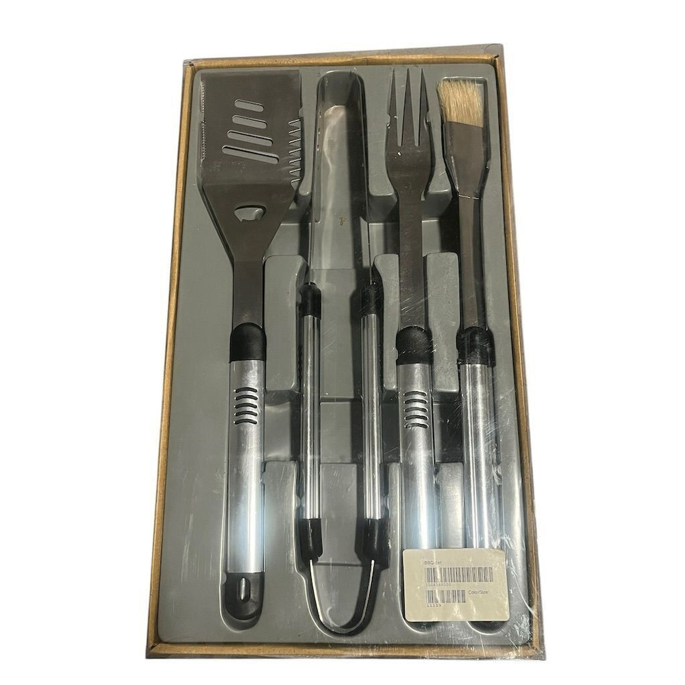 Amazon Basics BBQ Grill Tool Set 4 Piece Stainless Steel